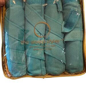The Sleep Styler Teal Suede Type fabric Rollers have  Grip Closure Set of 8